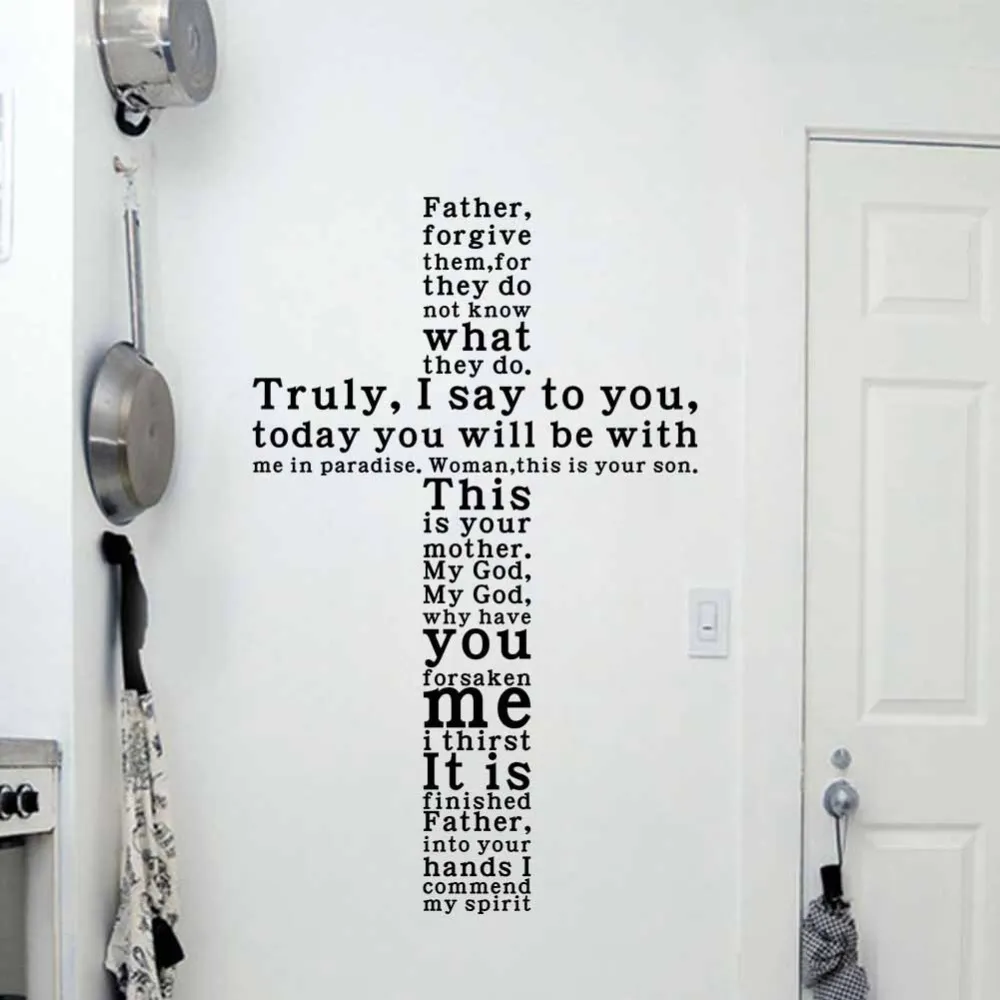 GOD Quote Wall Decal Sticker Christian Religious Cross Wall Art Home Decor