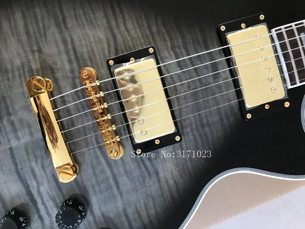 nuova chitarra elettrica custom shop colore nero burst con hardware dorato vendita di chitarra cinese di alta qualitàra9469927