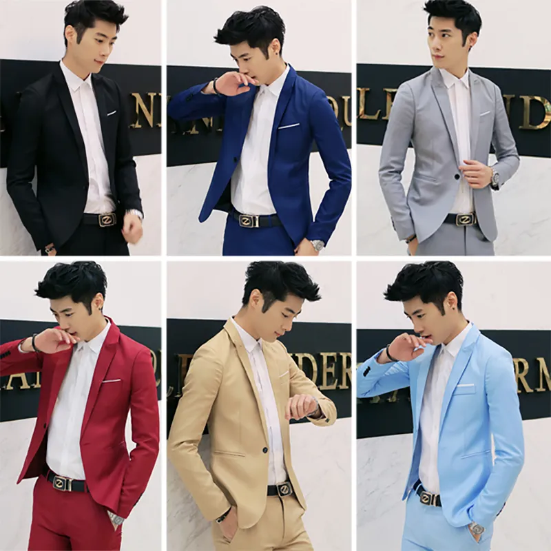 Solid Color Korean Slim Fit Casual Blazer Leisure Suit Men s suit Single Button