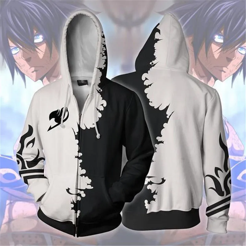 Fairy Tail Grey Fullbuster Anime 3D Print Hoodies Sweatshirts Casual Jacket Cosplay