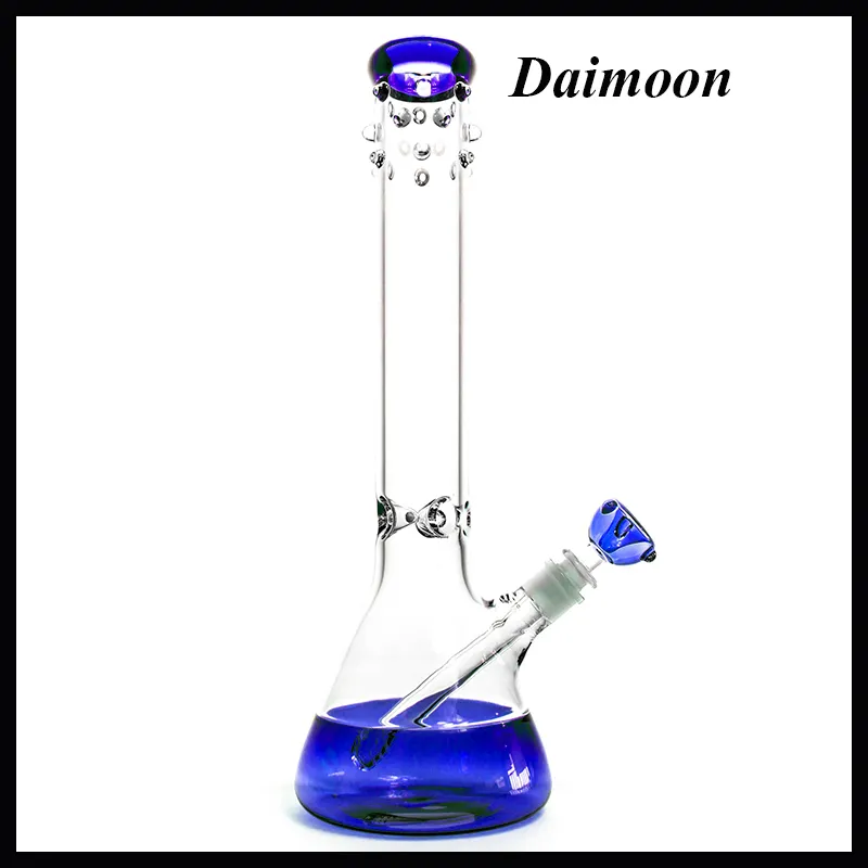 16 "Grace Hookahs Bong Blue Color Beaker Base Water Pipe Ice Catcher 14-18mm Downstem Tall For Glass