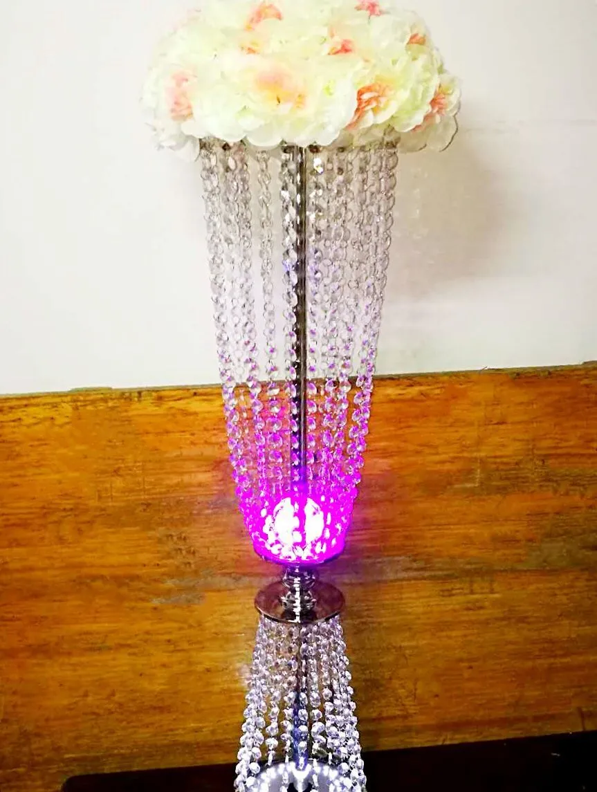 6 pièces nouveauté cristal décoration de mariage porte-vase à fleurs avec lumière LED colorée route plomb fête d'anniversaire centres de table événement fête gâteau support de Bar