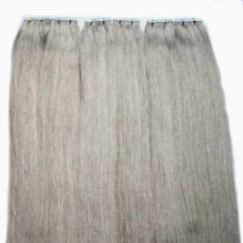 Gray Hair Extensions 12"14"16"18"20"22"24"26"28" Skin Weft Hair 300g tape in silver human hair extensions