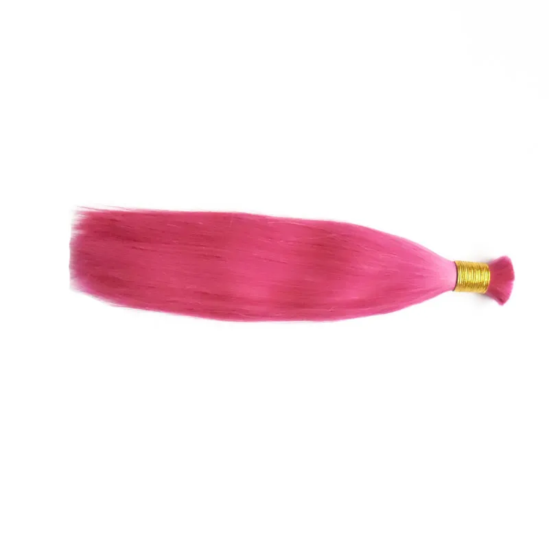 Human hair for braiding bulk no attachment Bundles 100g Straight Pink human braiding hair bulk