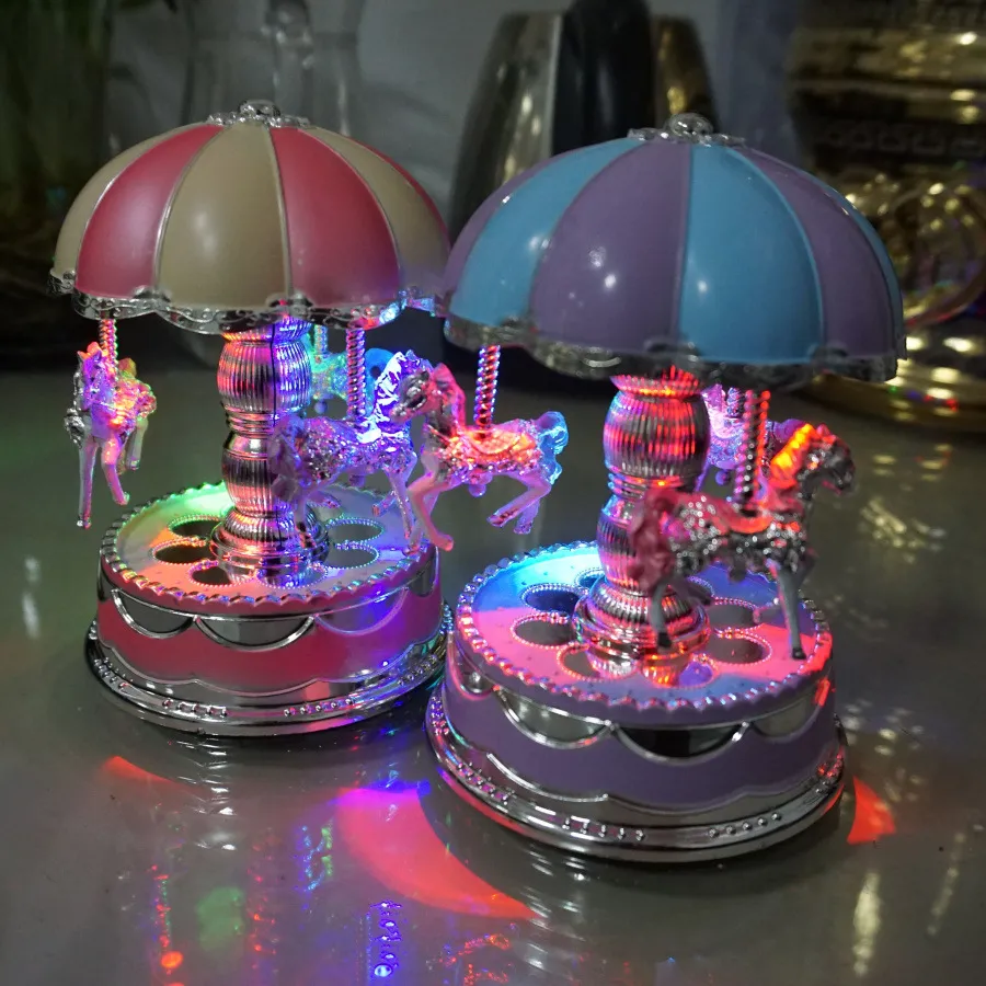 The Carousel Music Box Cake Decoration Light Flash LED Ferris Wheel