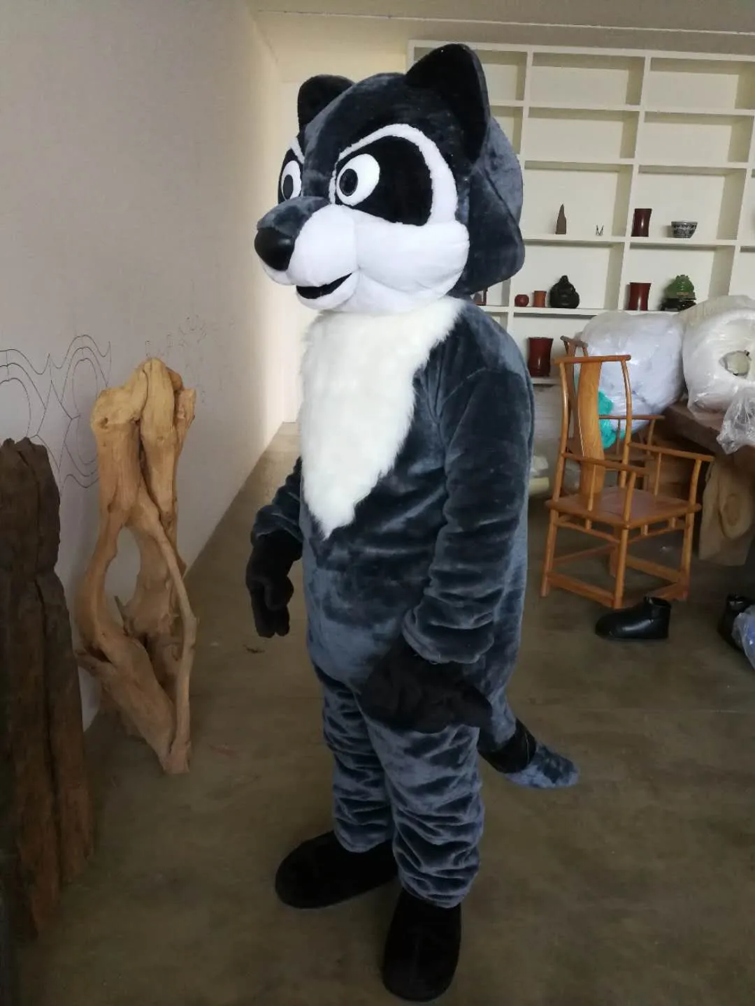 Högkvalitativa riktiga bilder Deluxe Raccoon Mascot Kostym Vuxen Storlek Gratis frakt