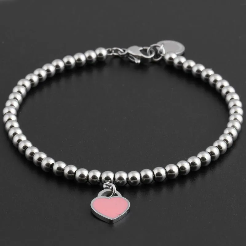 2022 Bracciali in acciaio al titanio di marca famosa Gioielli classici Bracciale con ciondoli a cuore per donna Bracciale con perline di fascino Gioielli Pulseiras