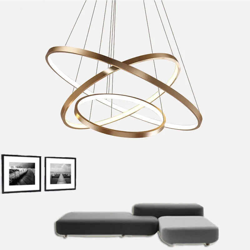 Sala da pranzo di Fashional Modern Chandeliers Circle Anelli LEDILIE LEDILIE LEDILIER illuminazione interna AC 85-260V 40 cm 60 cm 80 cm 100 cm