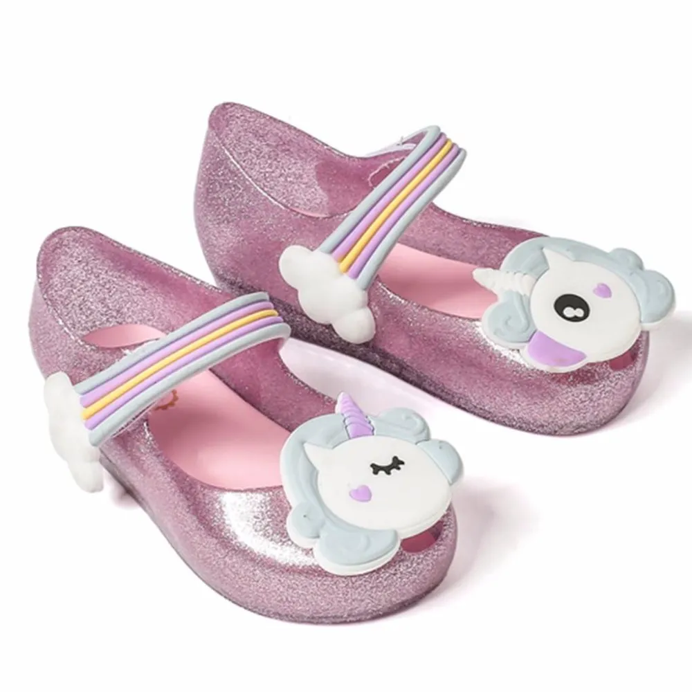 2020 Unicorn Ny sommar för mini skor Tjejer Dargon Sandaler Jelly Shoe Fish Mouth Girl Non-Slip Kids Sandal Småbarn