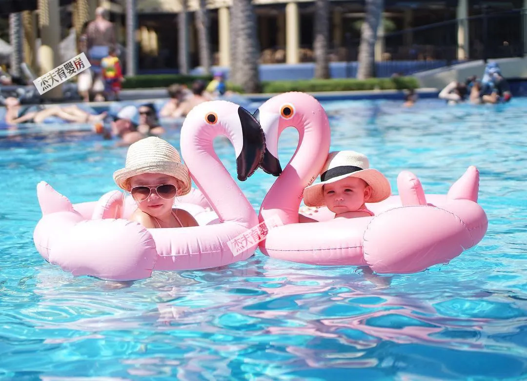80cmx70cm Uppblåsbara Flamingo Pool Toy Float Uppblåsbara Rose Rosa Söt Ride-On Donuts Pool Swim Ring Floats