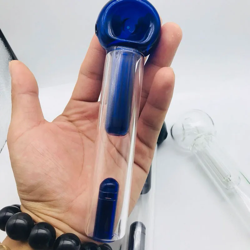 Più nuovo designMini manico in vetro pipa da fumo Spoon Bubbler Hybrid Spill Proof bong da fumo spedizione gratuita