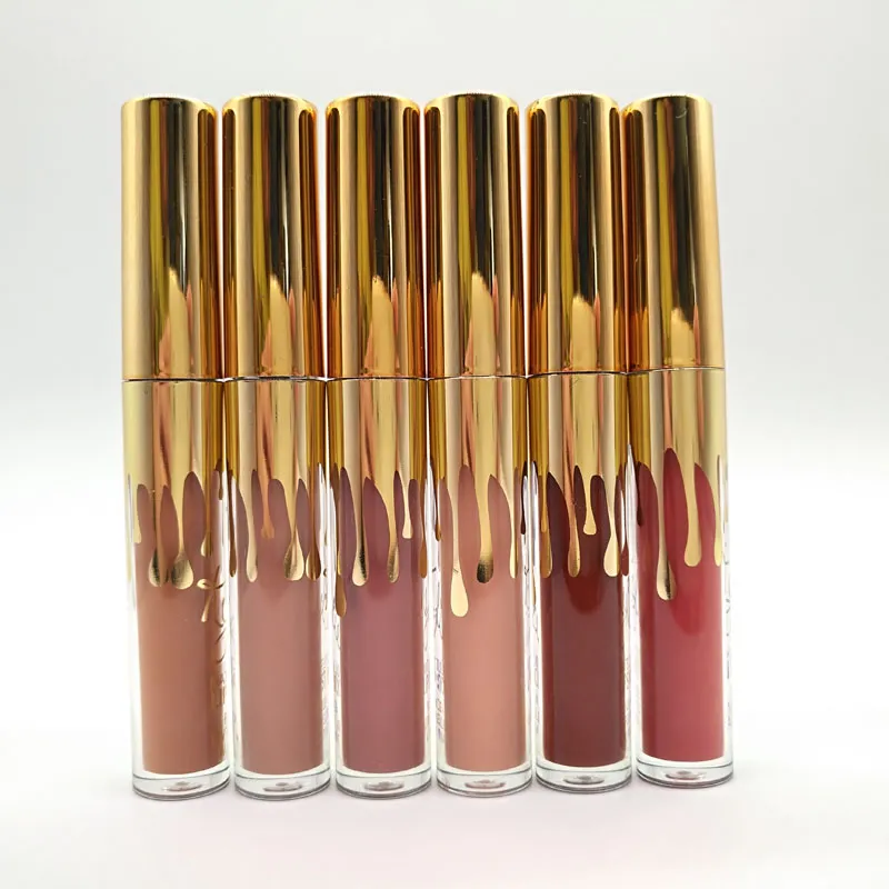 Gold Lip Gloss Birthday Limited Edition Holiday Matte Lipstick Valentine Lip Gloss Mini Kit Lip Cosmetics Set Dhl4525248