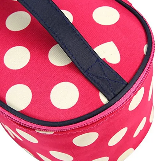 Dots Pattern Large Cosmetic Bag Travel Makeup Organizer Case Holder With Mirror for Women