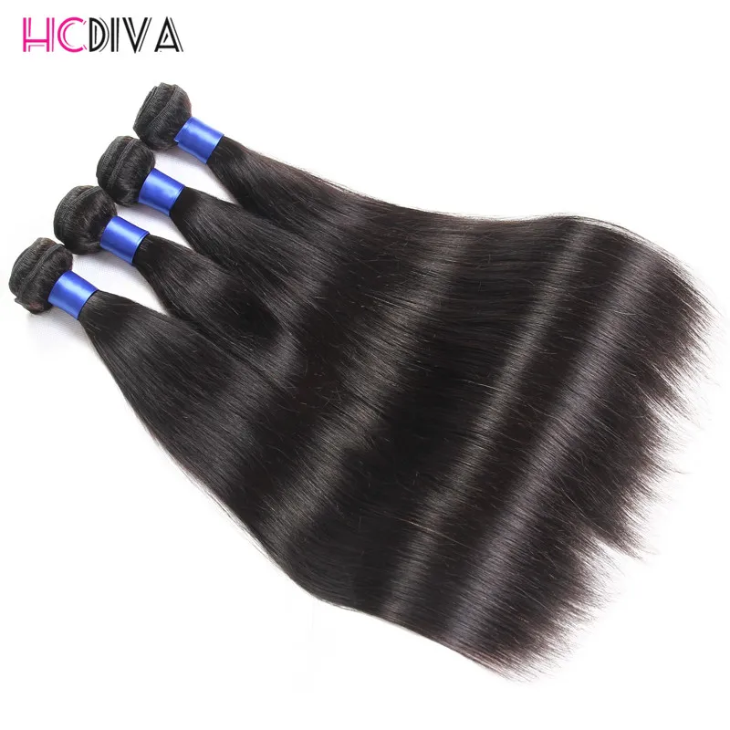 Mink brasileiro pêlos retos tecer cabelo humano 3 e 4 ou 5 pacotes 8-32 polegadas Natural Black Remy Extensões de cabelo HCDIVA WEFTS