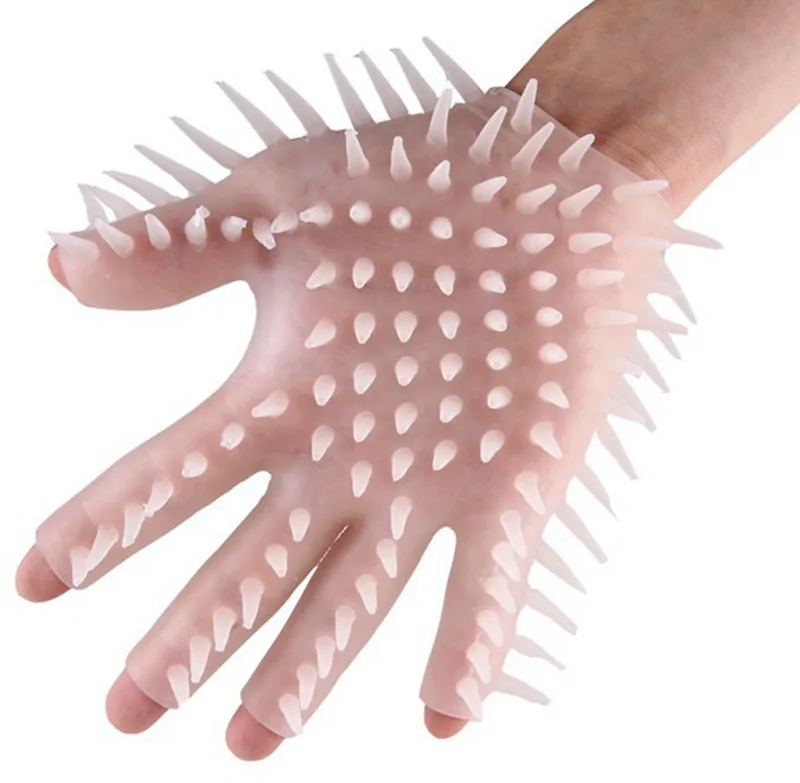 1pc Guanti per masturbazione in silicone creativo Massaggio erotico Flirtare Giocattolo per adulti Massaggiatore Guanti Guanto morbido impermeabile per coppie