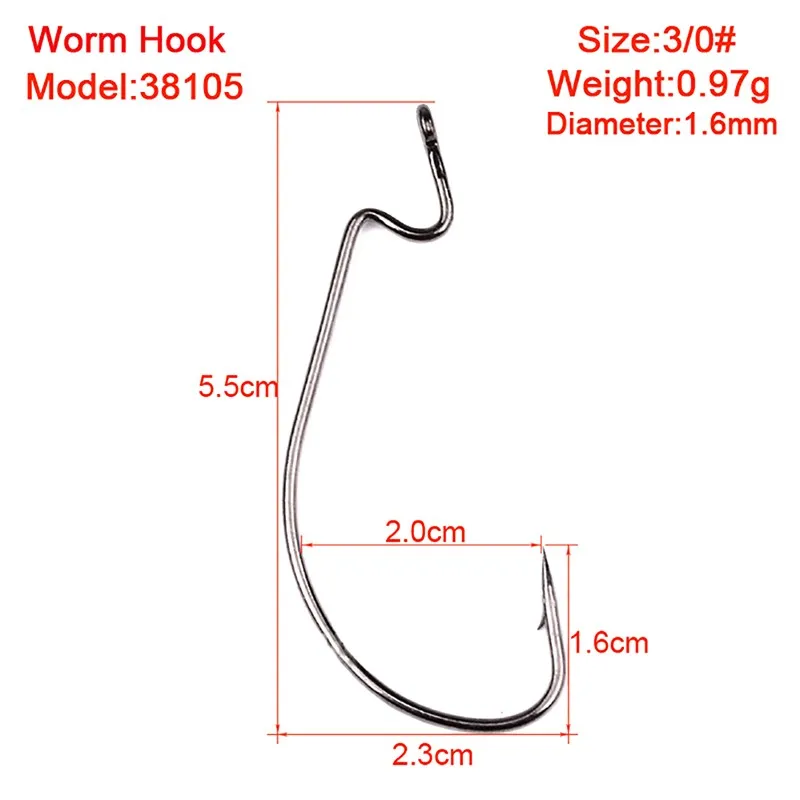 5 tamanhos 1/0# -5/0# 38105 gancho de worm ganchos de alto carbono ganchos farpados de carpa asiáticos equipamentos de pesca 200/lote f-61