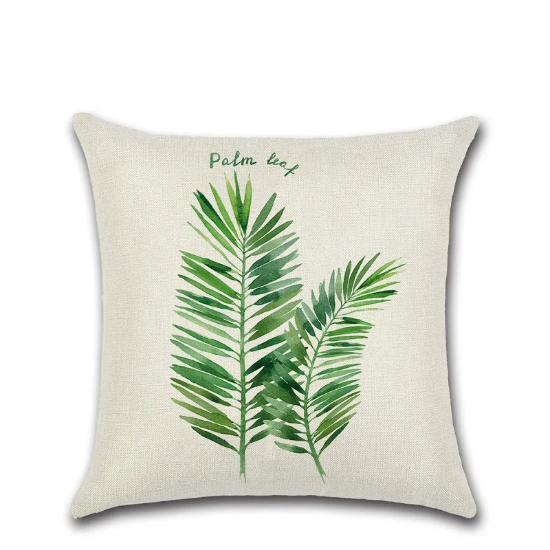 Funda de almohada con diseño de selva tropical, almohadas de lino con plantas de hojas verdes, fundas de cojines cuadrados, funda de almohada decorativa con hojas verdes para dormitorio, funda de almohada 295c