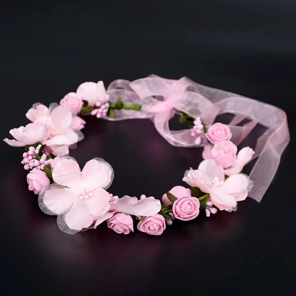 Bröllop Headpiece Kvinnor Fairy Crown Flower Hairband Boho Floral Headdress Brud bröllopshuvudband