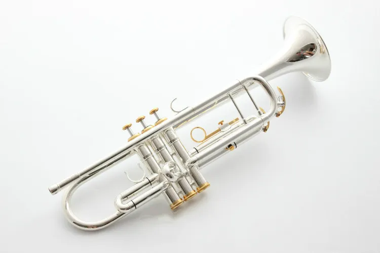 Professionella musikinstrument LT180S-37GS BB Trumpet B Plant Högkvalitativ mässing Silverpläterad med fallmunstycke