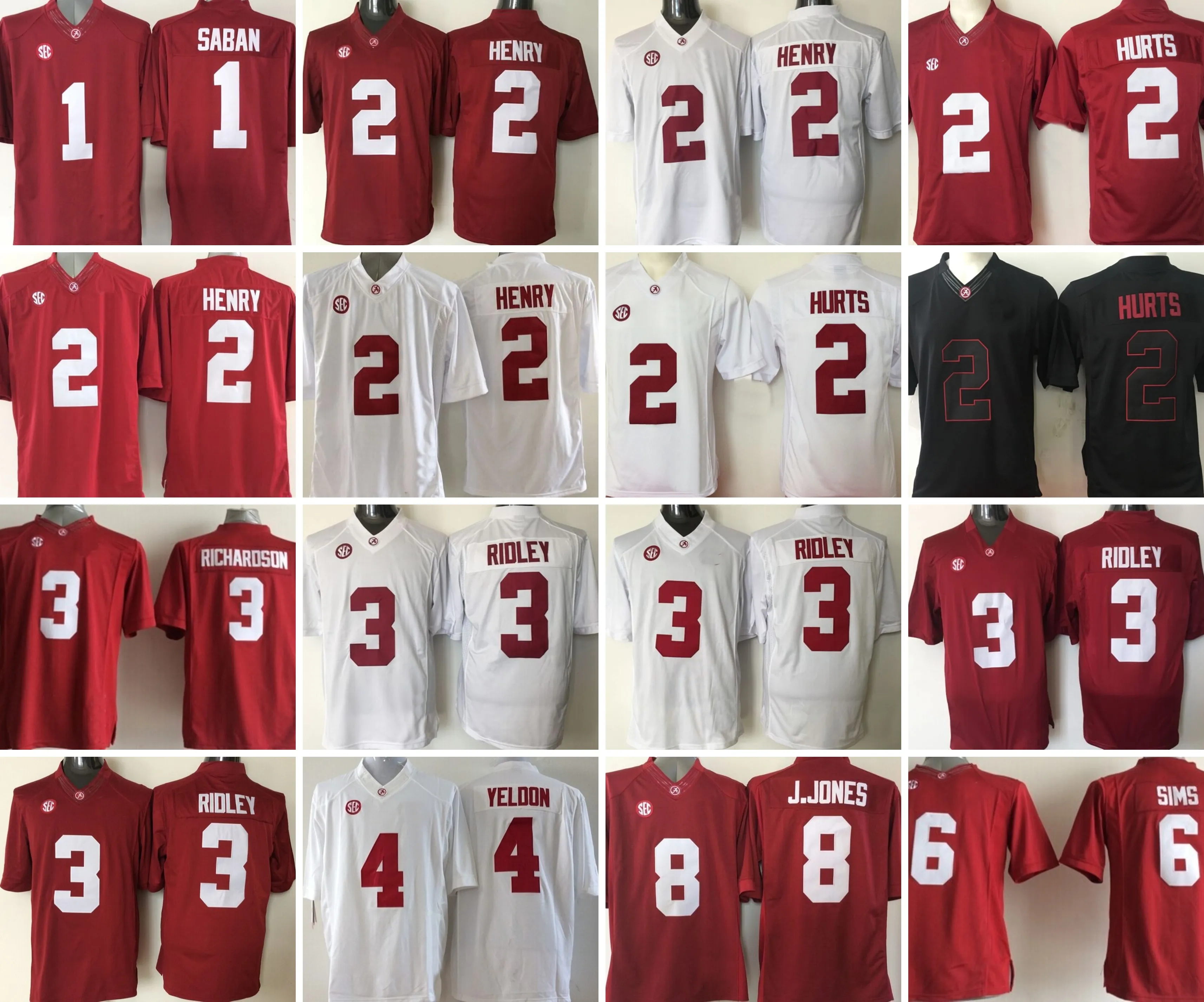 Alabama Crimson Tide College Football Jerseys 8 J.Jones 6 Sims 4 Yeldon 3 Ridley 2 Derrick Henry 1 Saban 2 Derrick Henry