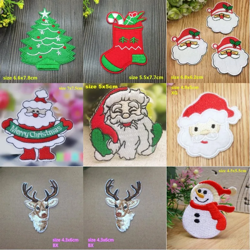 Julfläckar för klädstjon på fläckar Broderier Patch Applique Parches DIY Gifts Set Stickers för kläder