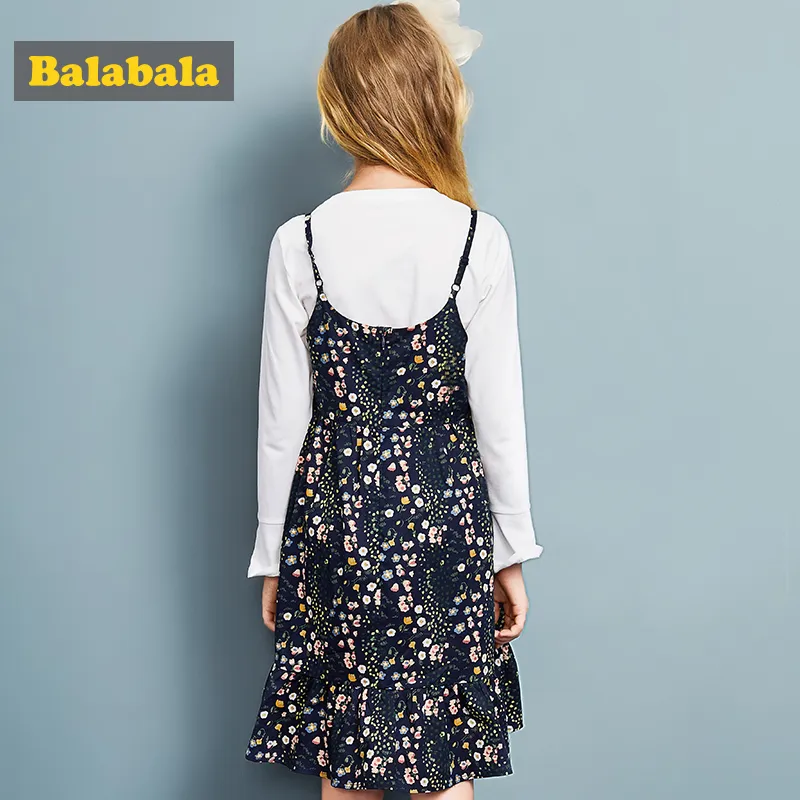 Balabala vestidos de niña para fiesta y boda vestidos de una línea camiseta blanca y conjunto de ropa floral conjunto de ropa para niñas adolescentes