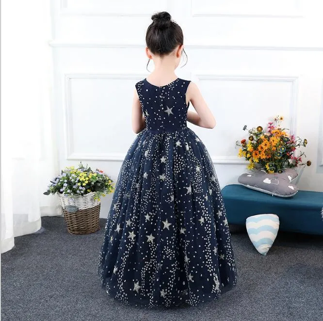 dark blue dress with stars MissJophiel Long Sleeves Illusion Corset Dark Navy Dress with Slit Other / Floor Length / US10 main image 1