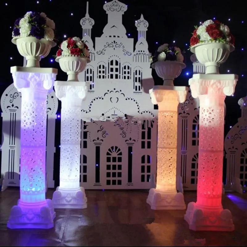 Hollow Design Party Decor Roman Column White Color Plastic Pillars Road Cited Wedding Props Event Decoration Supplies 