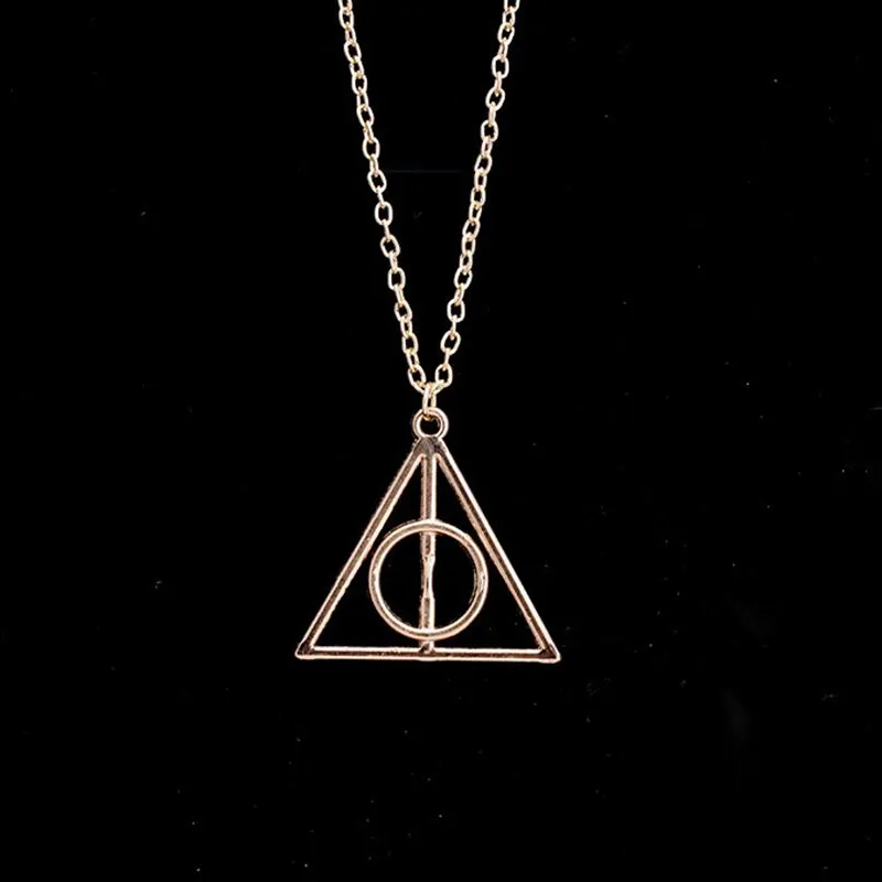 Book The Deathly Hallows Necklace Antique Silver Bronze Gold Deathly Hallows Pendants Fashion Jewelry Best Selling7017398