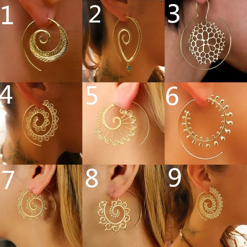 Orecchini a spirale esagerata Orecchini a spirale a cerchio grande personalità Orecchini a cerchio punk in oro e argento da donna