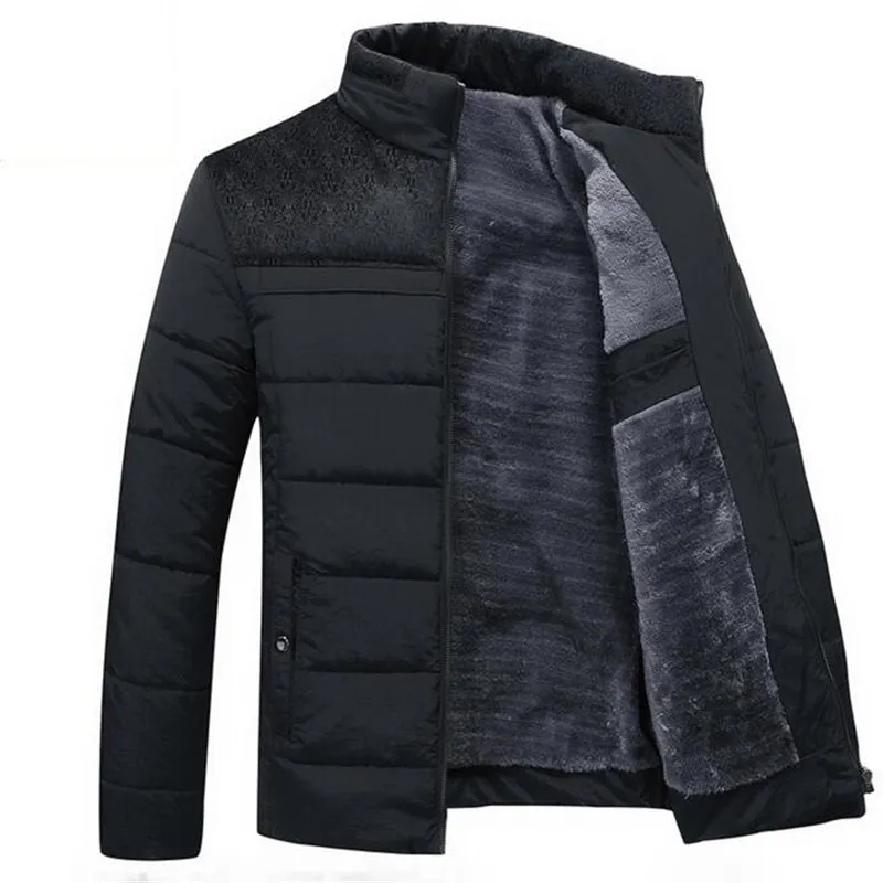 Herren Winterjacke 2017 Neue Plus Cashmere Blouson Homme Männliche Standkragen Geschäftsmantel Halten Sie warme dicke Spleißbaumwolle Kleidung