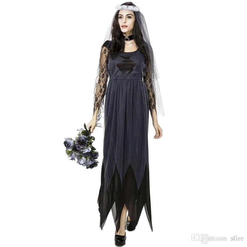 女性ヴァンパイアゾンビコスチュームドレスDecadent Dark Ghost花嫁スタイリングセクシーな衣装ハロウィーンコスチュームコスプレ女性の女の子