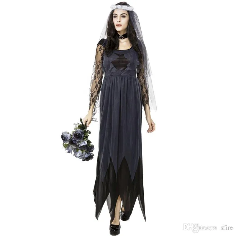 Kobiety Wampira Kostium Zombie Dress Decadent Dark Ghost Bride Styling Seksowne Kostiumy Halloween Kostium Cosplay Dla Kobiet Dziewczyna