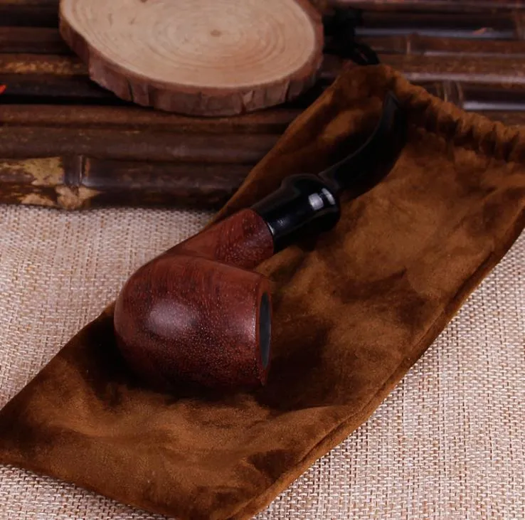 Mahogany mini pijp, draagbare man zijden emmer, droge tabakzak, houten hand slijpen sigarettenfittingen.