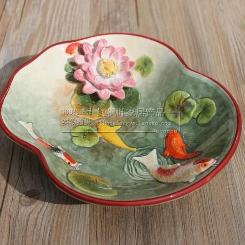 Ceramic Creative Goldfish Fruit Candy Storage Dish Dessert Snack Salad Plate Home Decor Wedding