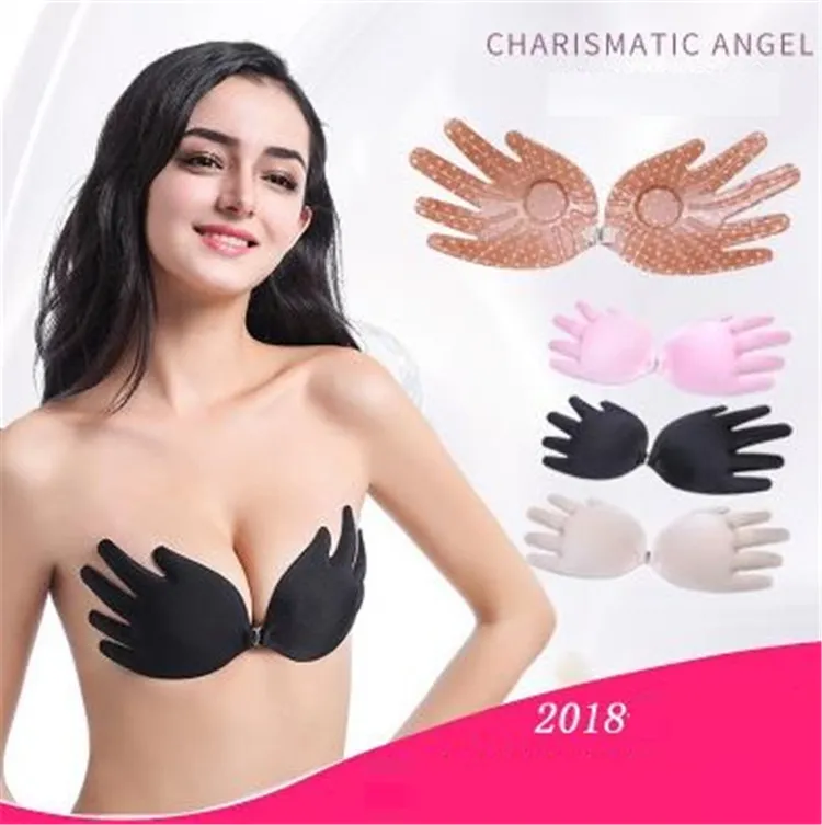 Mãos Sutiã Sem Alças de Sutiã de Silicone Sem Encosto Sutiãs Invisíveis Adesivo Sutiã Sutiã F0031 Mulheres Sexy Stealth Push Up Bra F0031