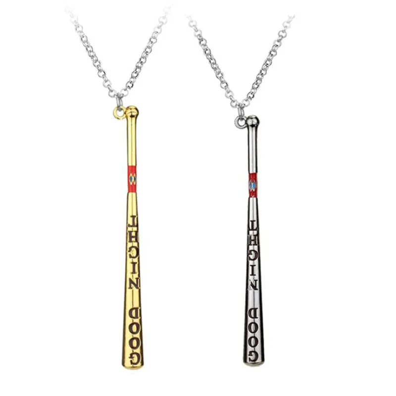 MOQ:10PCS Girls' Fashion Jewelry Pendant Necklace Suicide Squad Baseball Bat 3 Colors Chains Necklaces For Women Accessories