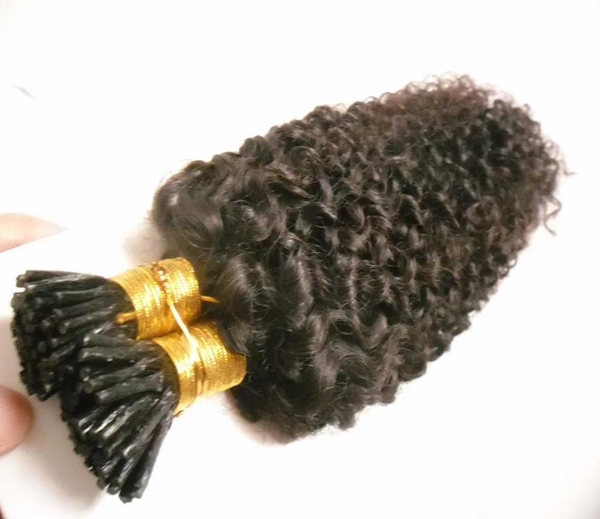 Afro Kinky Human Hair Nail I Tip Hair Extensions 100gstands Pré-lié cheveux sur capsules de kératine Couleur naturelle 1gstrand8826963