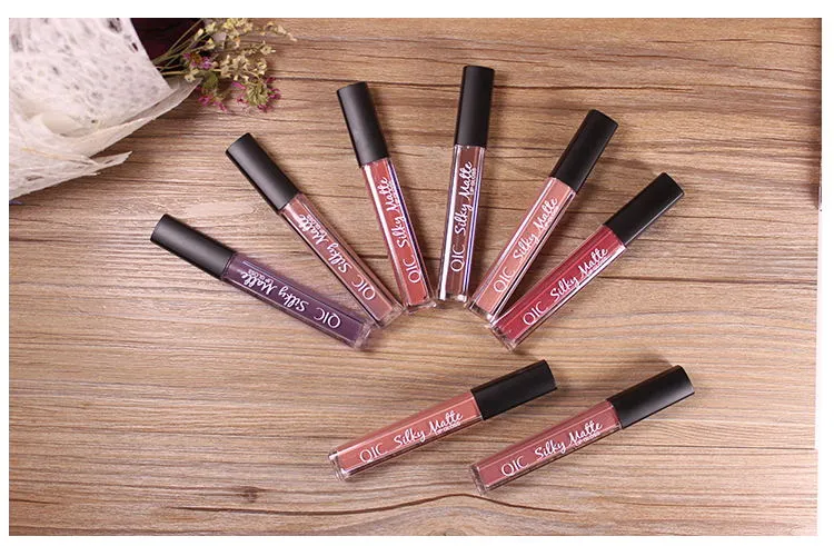 QIC Brand Waterproof Liquid Lipstick Matte Gloss Lip Nude Color Cosmetics Pigment Matte Velvet Lip Gloss Makeup Matte 