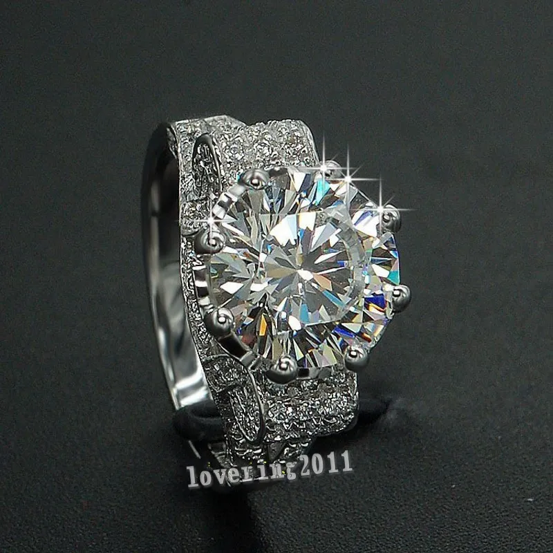 Choucong فاخر برج ايفل النساء الرجال المجوهرات الدائري 9 ملليمتر 3ct الماس 925 فضة خطوبة زفاف باند الطوق هدية