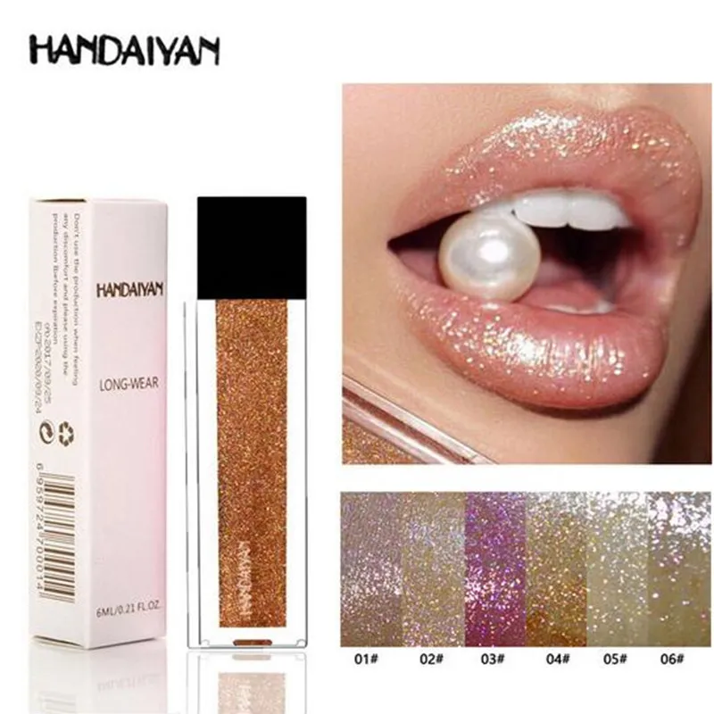 Handaiyan sexy goud zilver glitter matte metalen lippenstift waterdichte matte lippen gloss vloeibare lippenstift cosmetische schoonheid lip langdurig