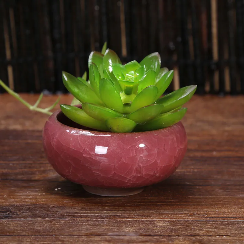 Pot de fleur en céramique de porcelaine de craquelure de glace avec le Mini Pot de fleur de décoration de maison pour le planteur de plantes charnues succulentes ZA6053