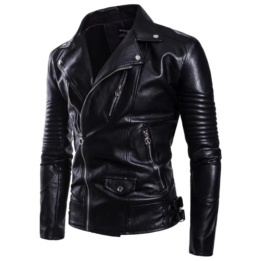 2018 New PU Leather Jacket Men Zippers Biker Motorcyle Jacket With Belt Male Autumn Winter Coats Plus Size 3 777 DHgate