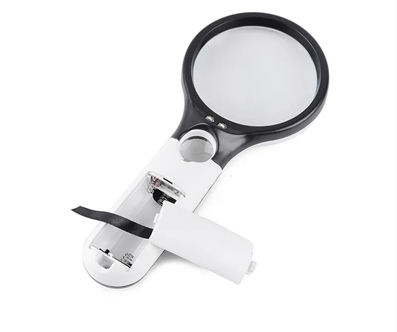 LEDハンドヘルド45倍の顕微鏡のポケットルーペの読書光拡大鏡ポータブル二重照明拡大鏡読書新聞ツールYFA168