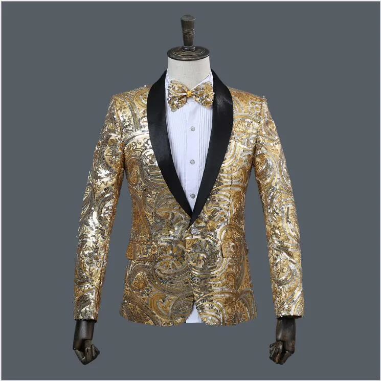 Save Big on Bulk Men's Sequin Suits Fancy Sequins Men Suits Black Shawl  Lapel Blazers Nightclub Singer Host Using Bling Bling Suits Jackets With  One