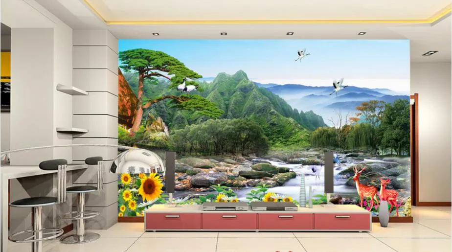 Papel de Parede Anpassen Baumlandschaft 3D-Hintergrund Hintergrund für Wohnzimmer