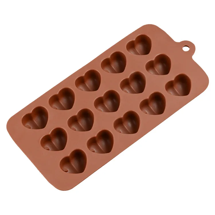 15 furos forma de coração moldes de chocolate diy decoração do bolo de silicone geléia de gelo amor presente moldes de chocolate ferramentas de cozimento