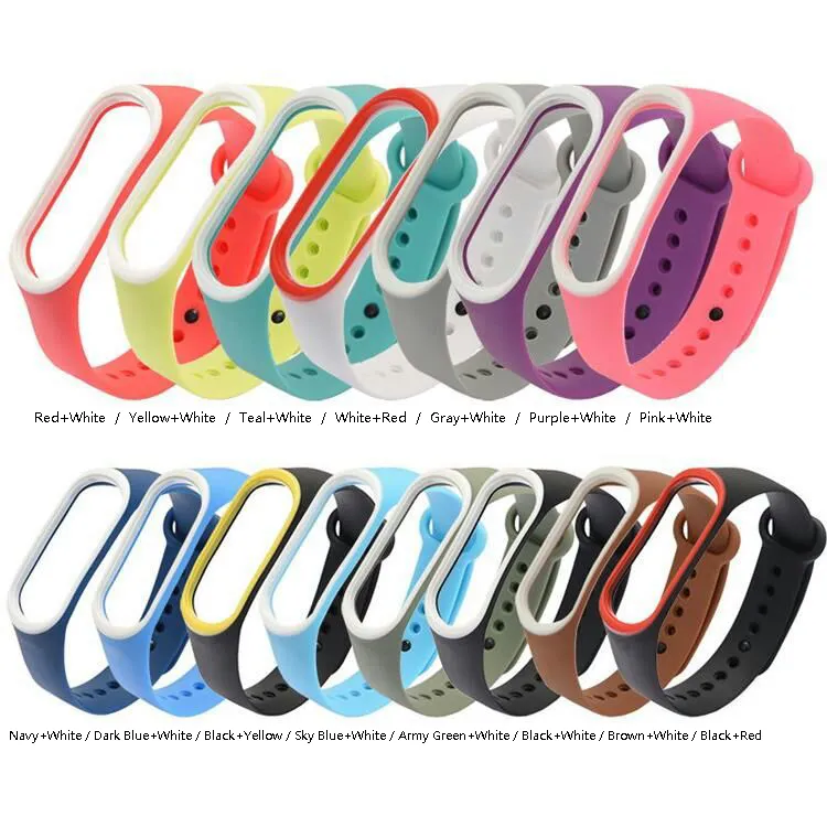 Bracelet en silicone pour xiaomi Mi band 3 bracelet intelligent Miband 3 bracelet mi band 3 bracelet double couleurs