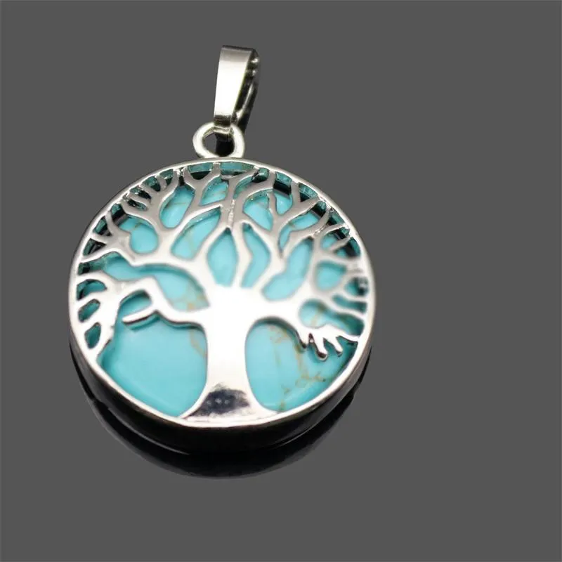 New Natural Stone Pendant Gemstone Tree of life Charms Pendant DIY Necklace For Women Men Jewelry