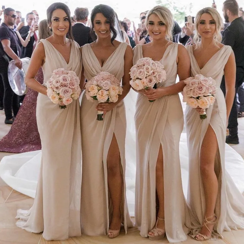 Custom-made V-Neck Mermaid v neck bridesmaid dress with Side Split - Affordable Country Wedding Guest Gown Custom-made V-Neck Mermaid v neck bridesmaid dress with Side Split - Affordable Country Wedding Guest Gown